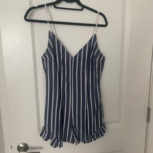 Blue and white striped romper